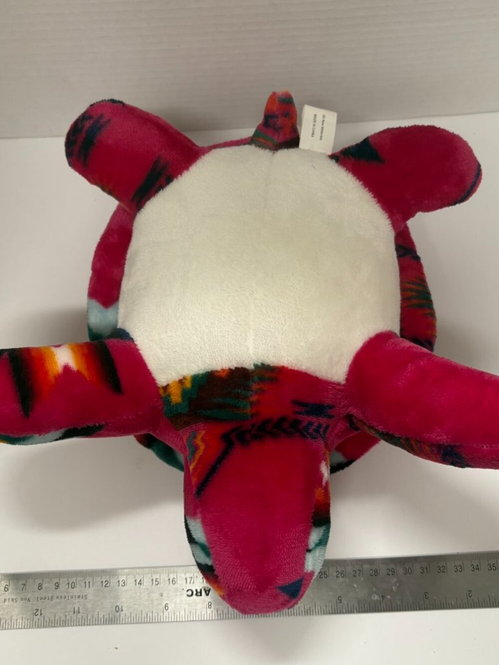 Southwestern Geometric Plush Turtle Stuffed Animal Fuschia Tribal Pattern 12" - Picture 3 of 6